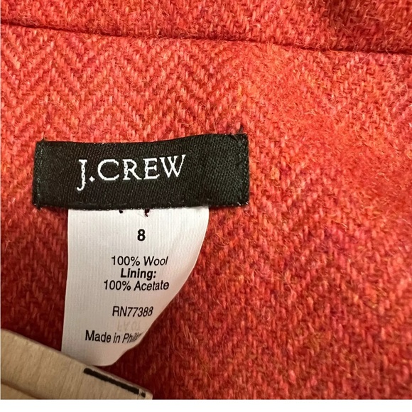 J Crew Blazer WSize 8 Orange 100 %wool Herringbone Bella Jacket Academia vintage - Picture 6 of 10
